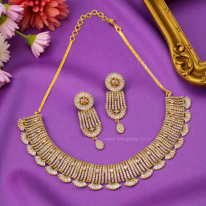 Golden Quasar Hasli Antique Jewellery Set - New Arrival