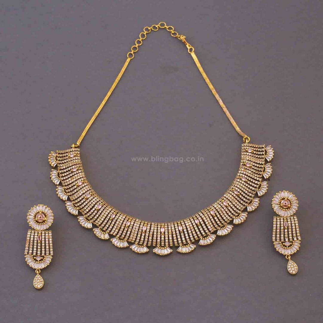 Golden Quasar Hasli Antique Jewellery Set - New Arrival