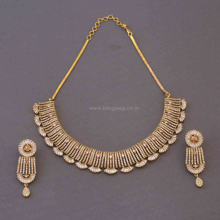 Golden Quasar Hasli Antique Jewellery Set - New Arrival