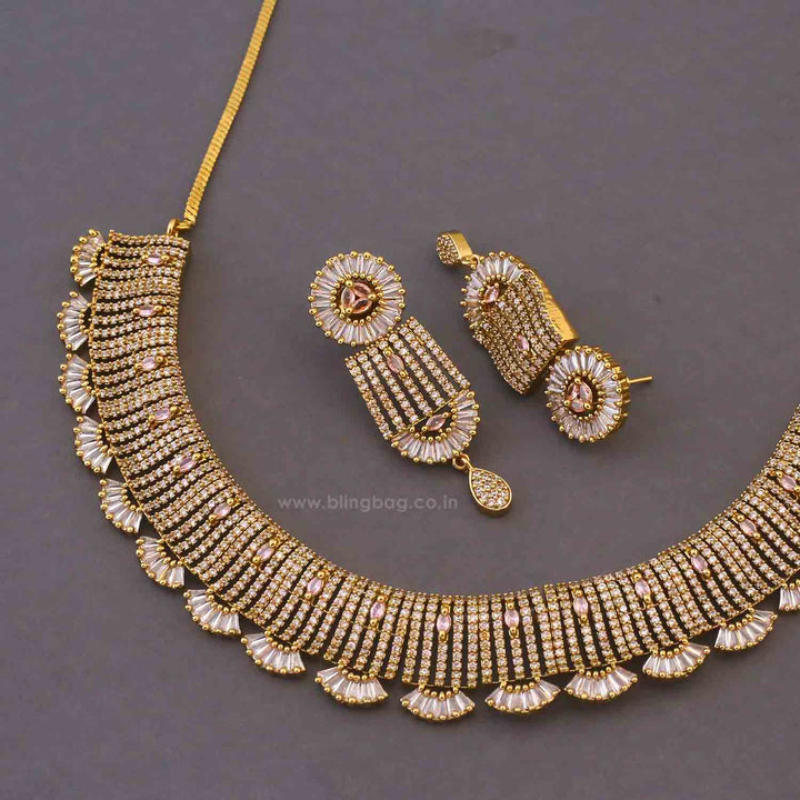 Golden Quasar Hasli Antique Jewellery Set - New Arrival