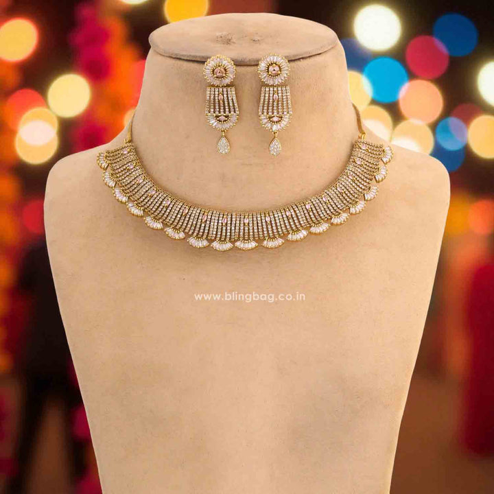 Golden Quasar Hasli Antique Jewellery Set - New Arrival