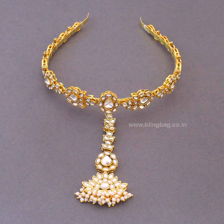 Golden Raahita Hairband With Tikka
