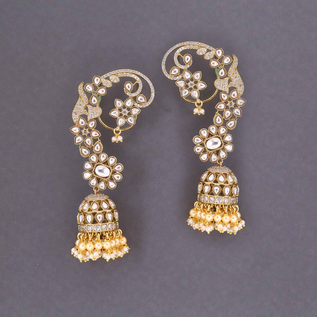 Golden Raiya Ear Cuff Jhumkis