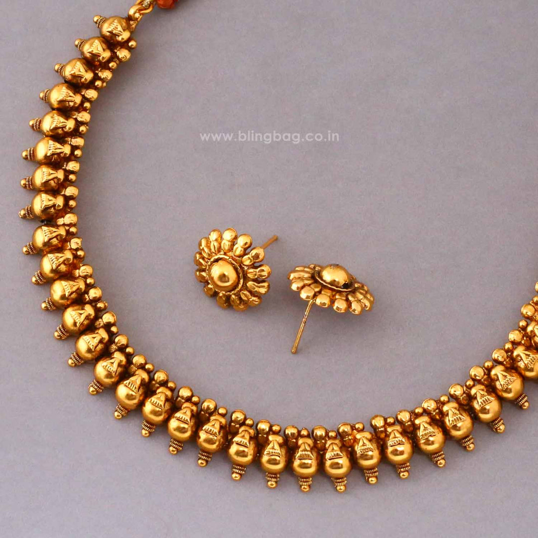 Golden Rajasi Antique Jewellery Set- New Arrival