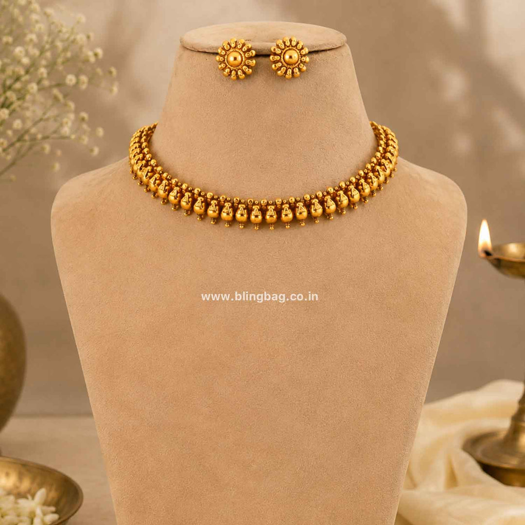 Golden Rajasi Antique Jewellery Set- New Arrival