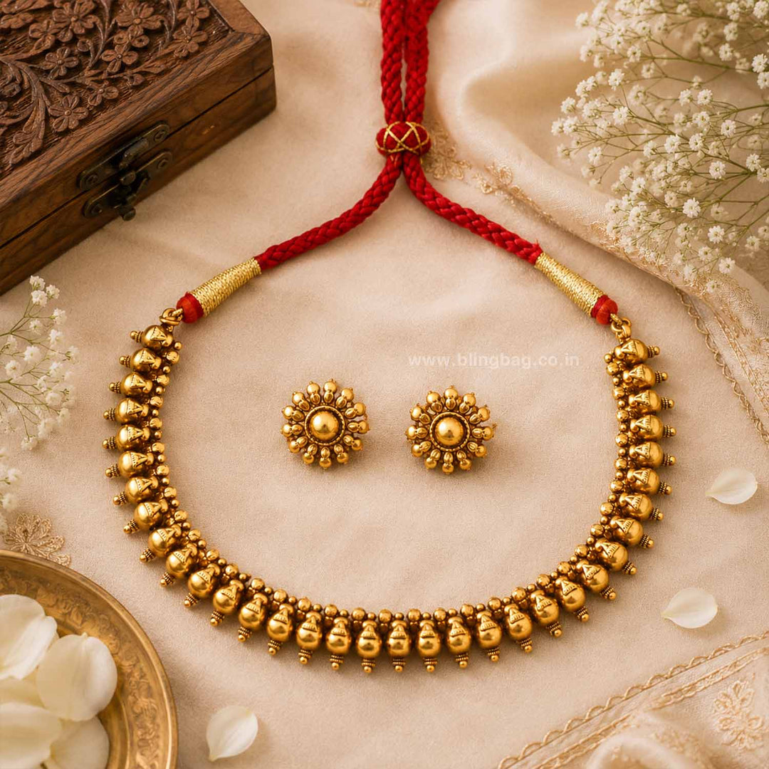Golden Rajasi Antique Jewellery Set- New Arrival