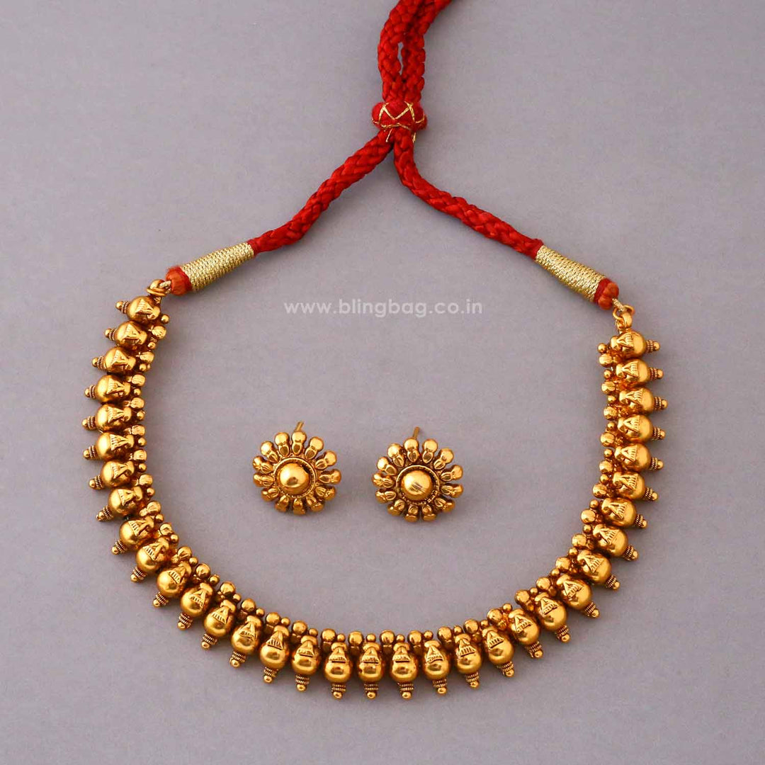 Golden Rajasi Antique Jewellery Set- New Arrival