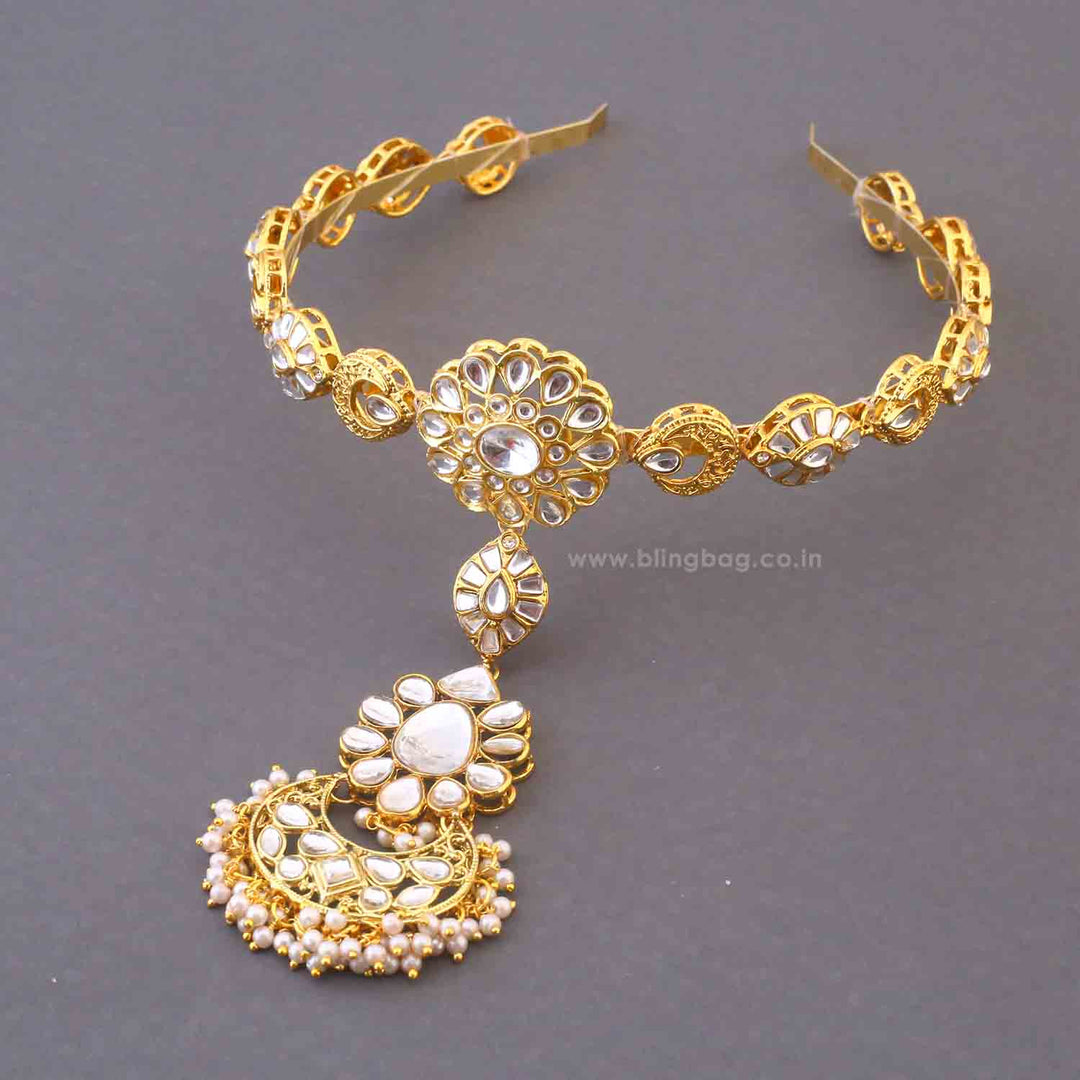 Golden Rajita Hairband With Tikka
