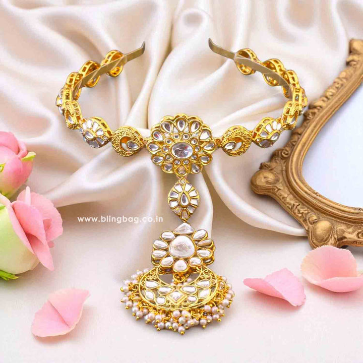 Golden Rajita Hairband With Tikka