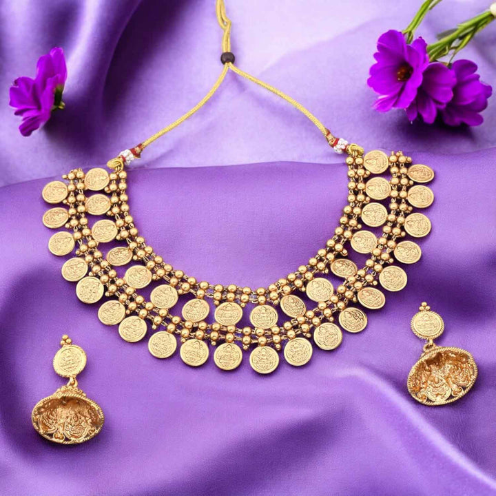 Golden Rajitha Temple Jewellery Set - New Arrival
