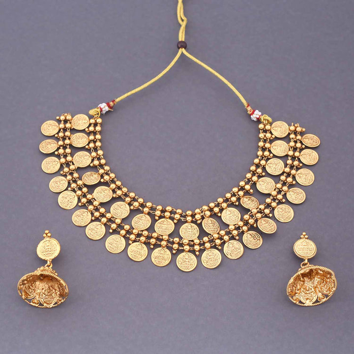 Golden Rajitha Temple Jewellery Set - New Arrival