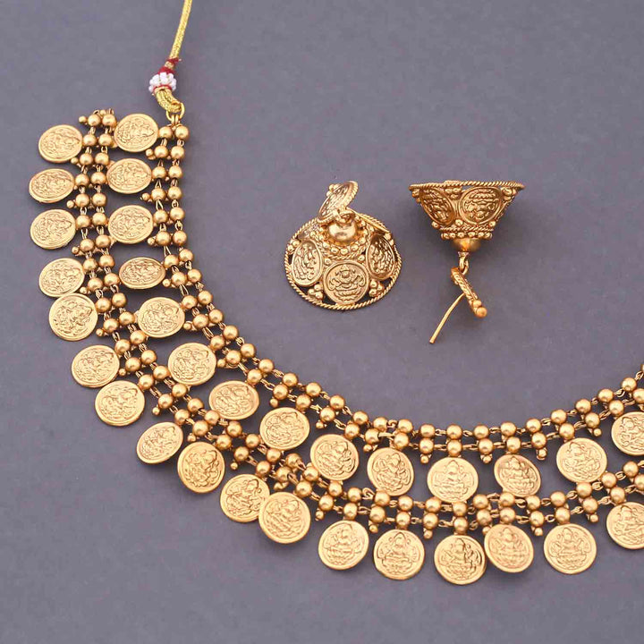 Golden Rajitha Temple Jewellery Set - New Arrival