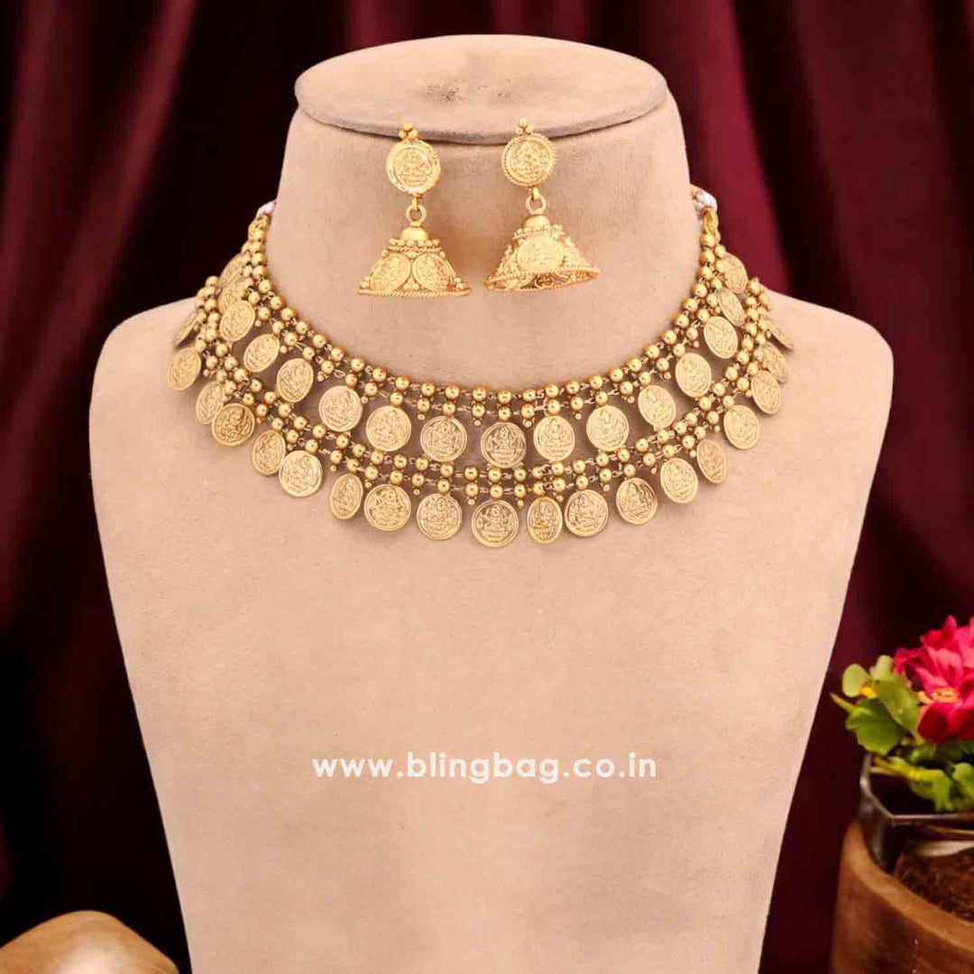 Golden Rajitha Temple Jewellery Set - New Arrival