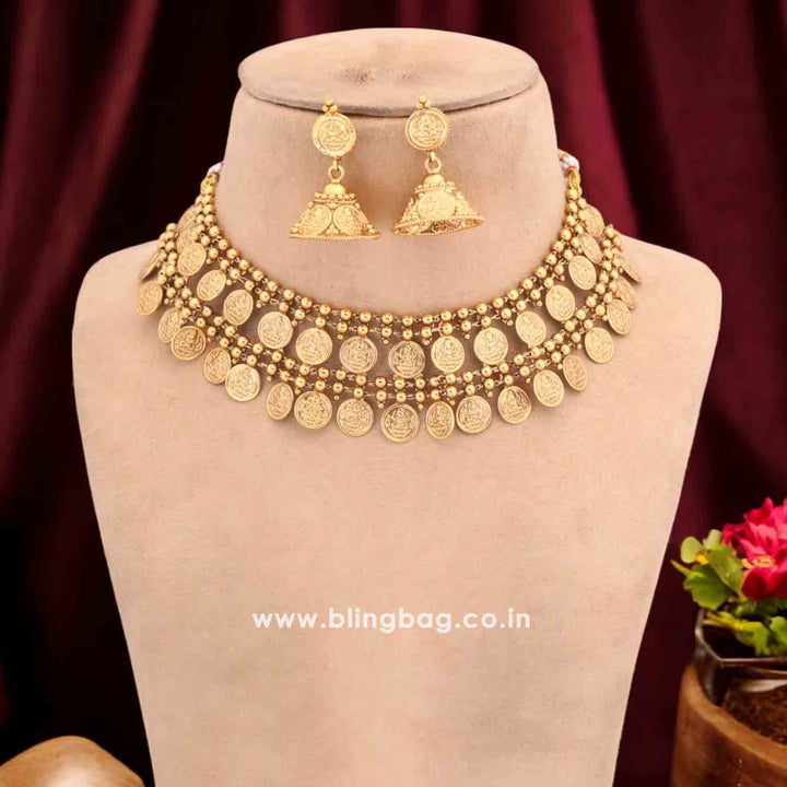 Golden Rajitha Temple Jewellery Set - New Arrival