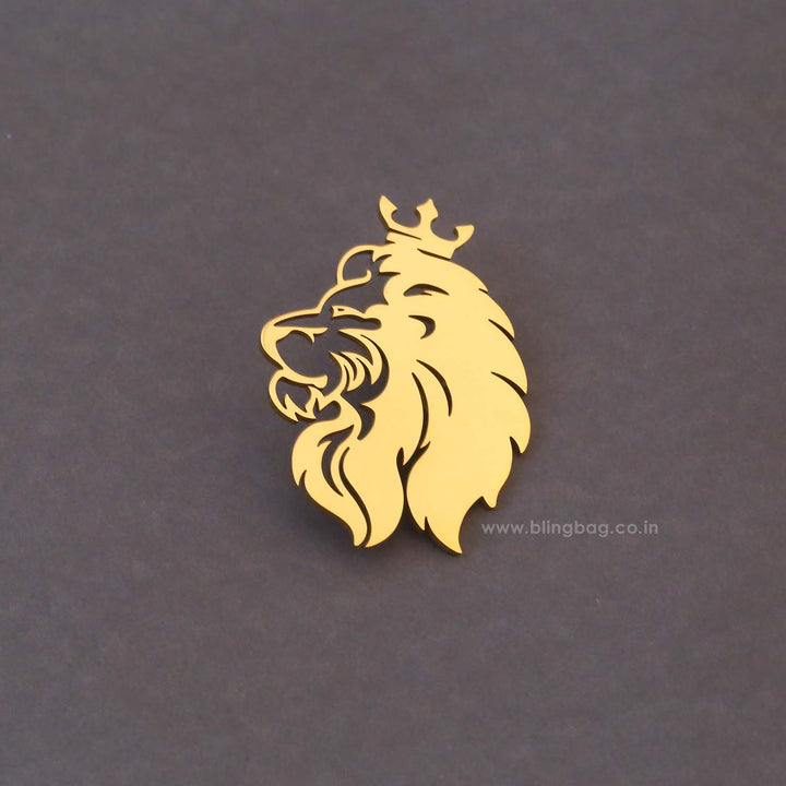 Golden Regal Lion Brooch
