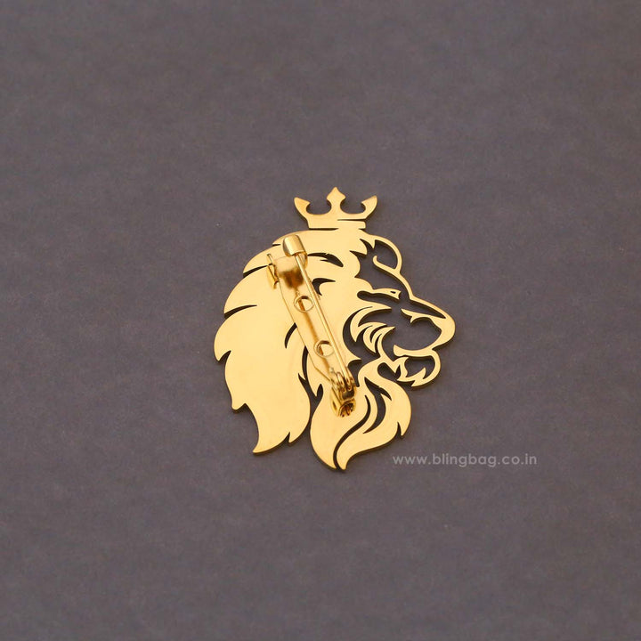Golden Regal Lion Brooch