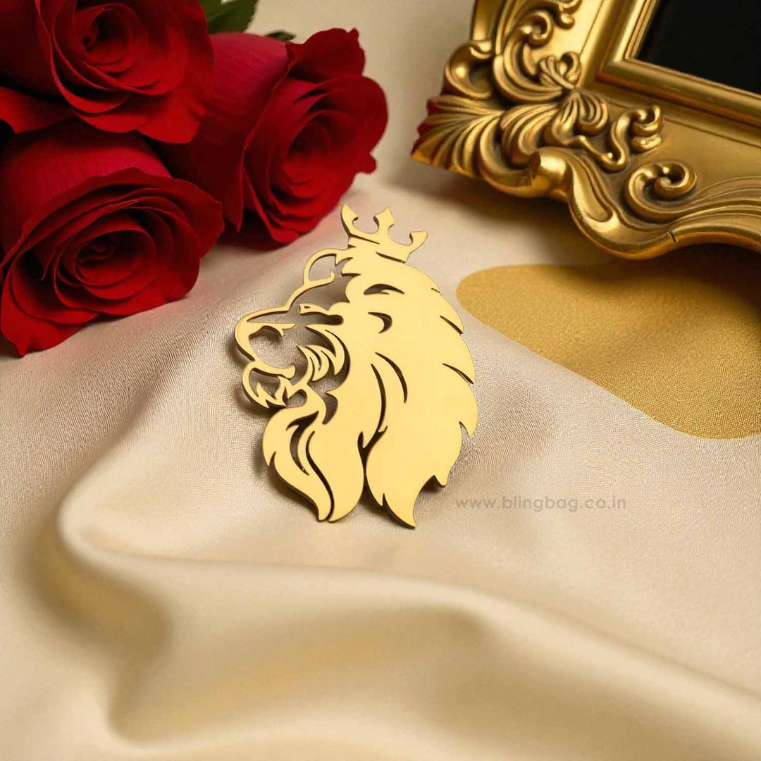Golden Regal Lion Brooch
