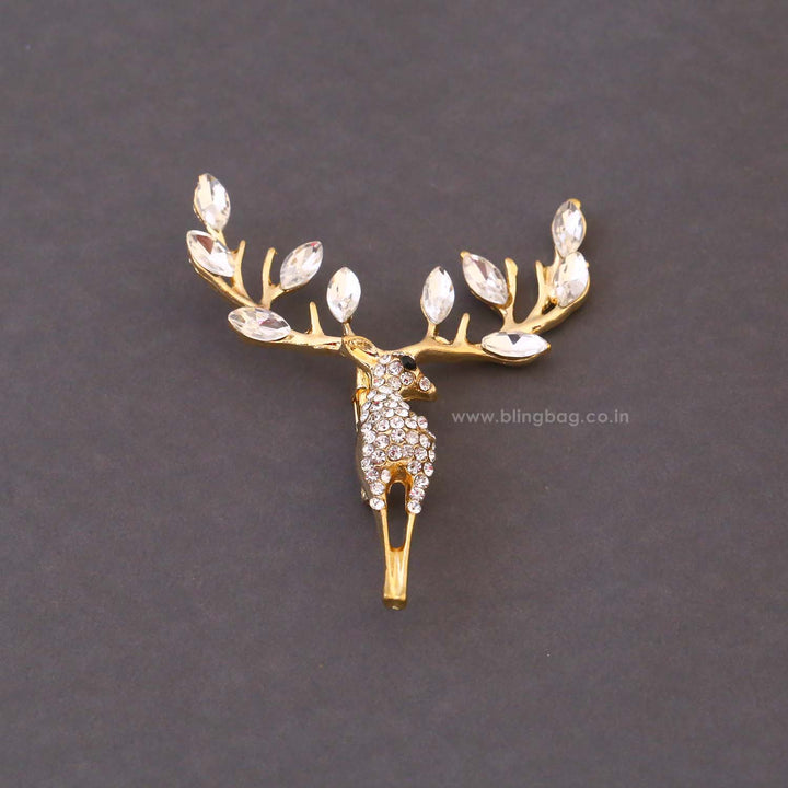 Golden Reindeer Brooch