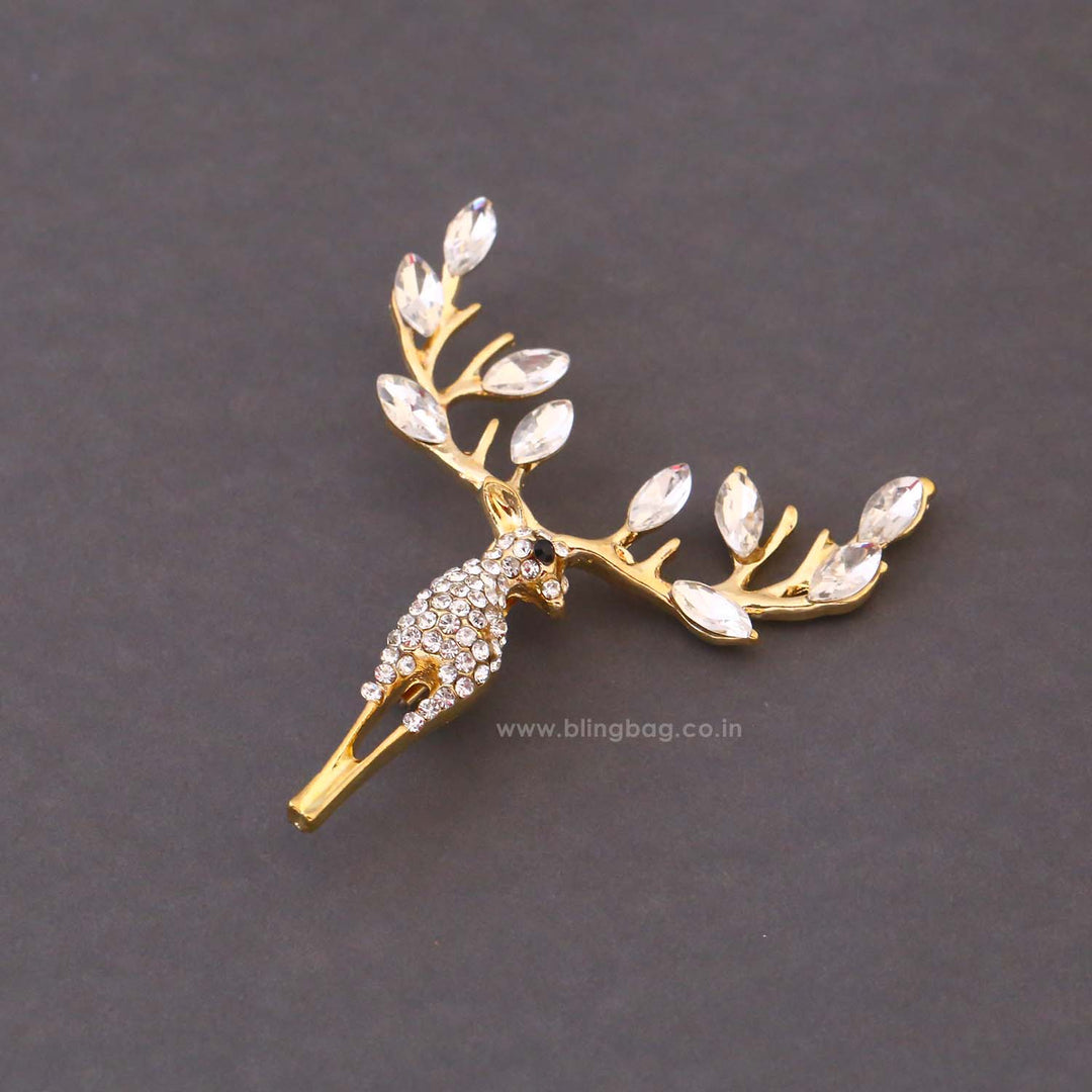 Golden Reindeer Brooch