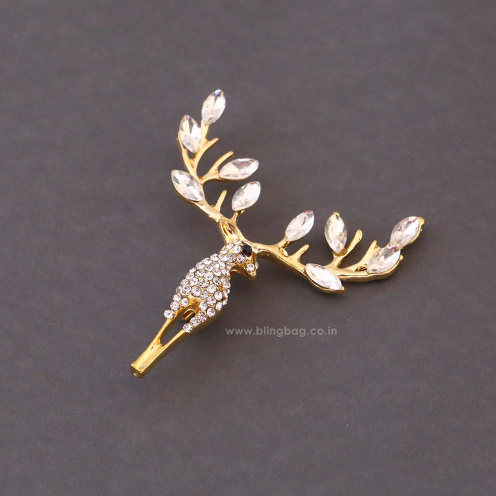 Golden Reindeer Brooch