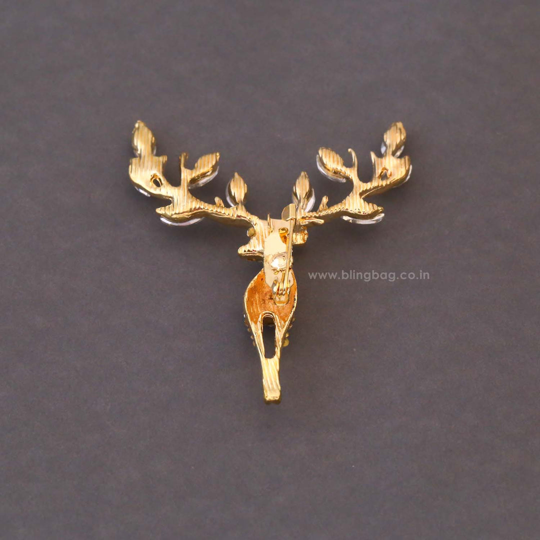 Golden Reindeer Brooch