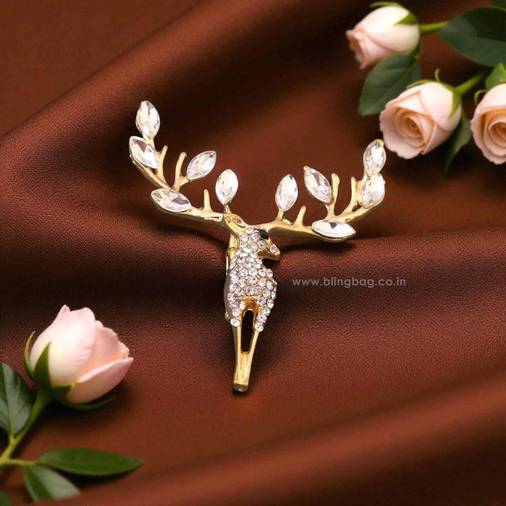 Golden Reindeer Brooch