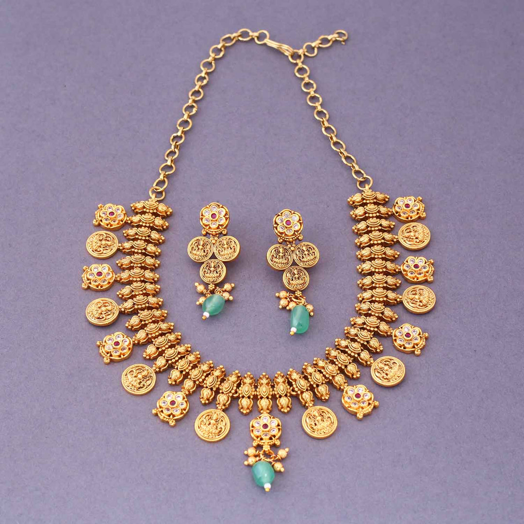 Golden Riddhimaa Temple Jewellery Set- New Arrival