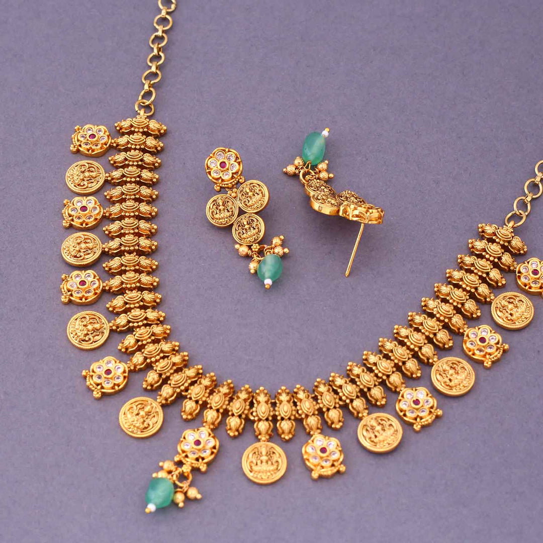 Golden Riddhimaa Temple Jewellery Set- New Arrival