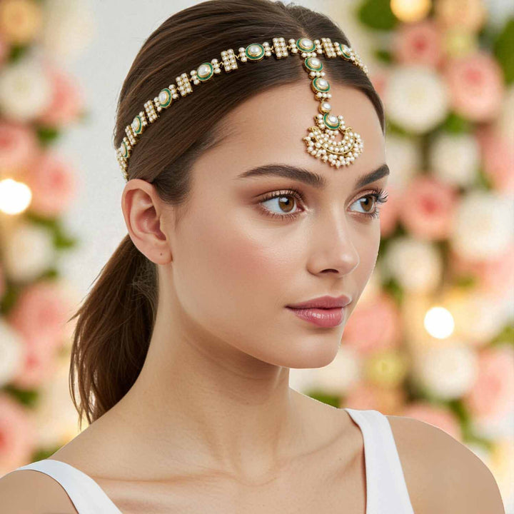 Golden Rityaani Hairband With Tikka