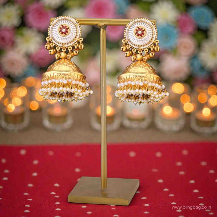 Golden Riyai Oxidised Jhumkis