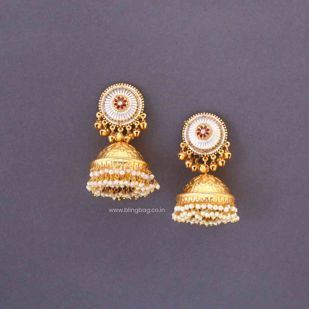 Golden Riyai Oxidised Jhumkis