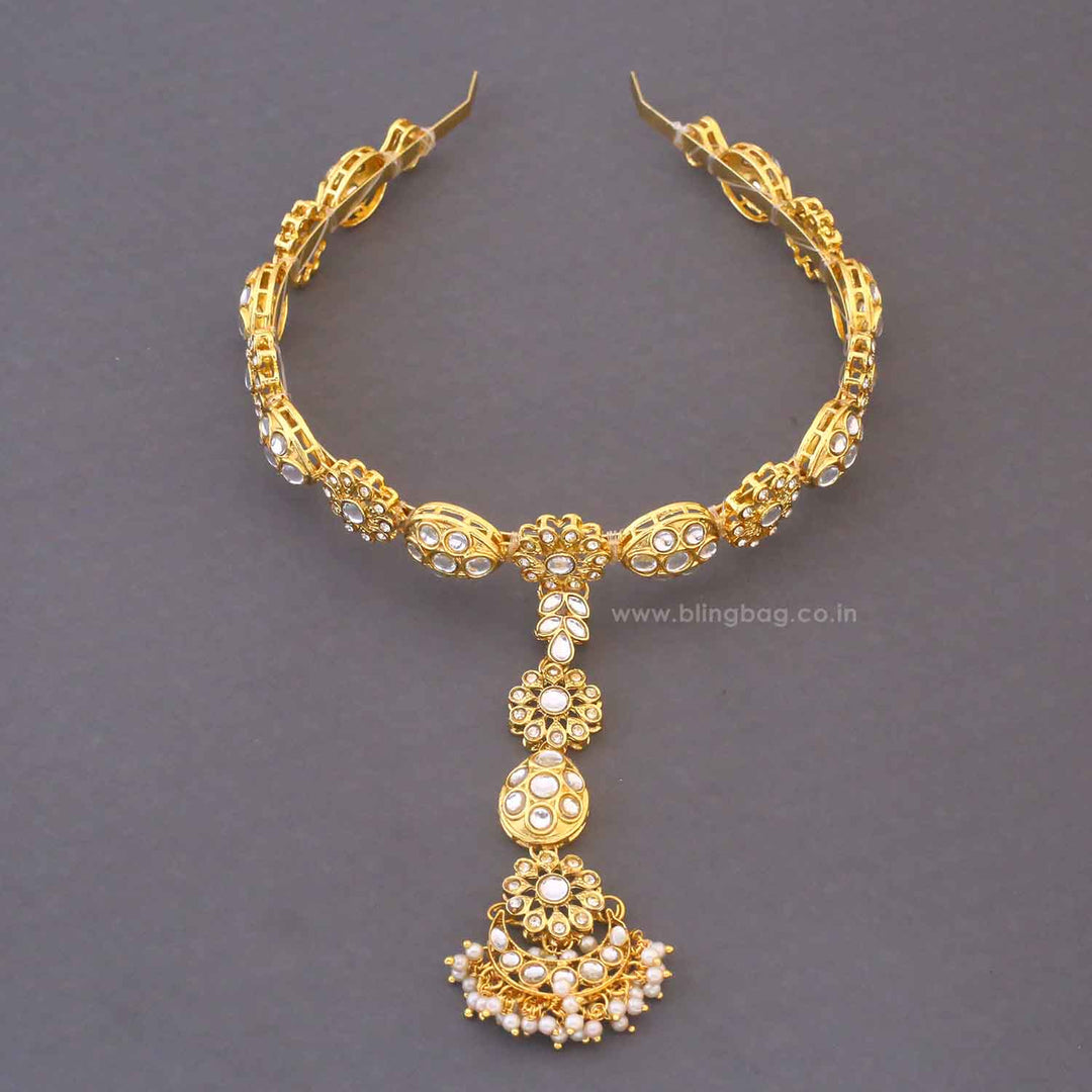 Golden Roopa Hairband With Tikka