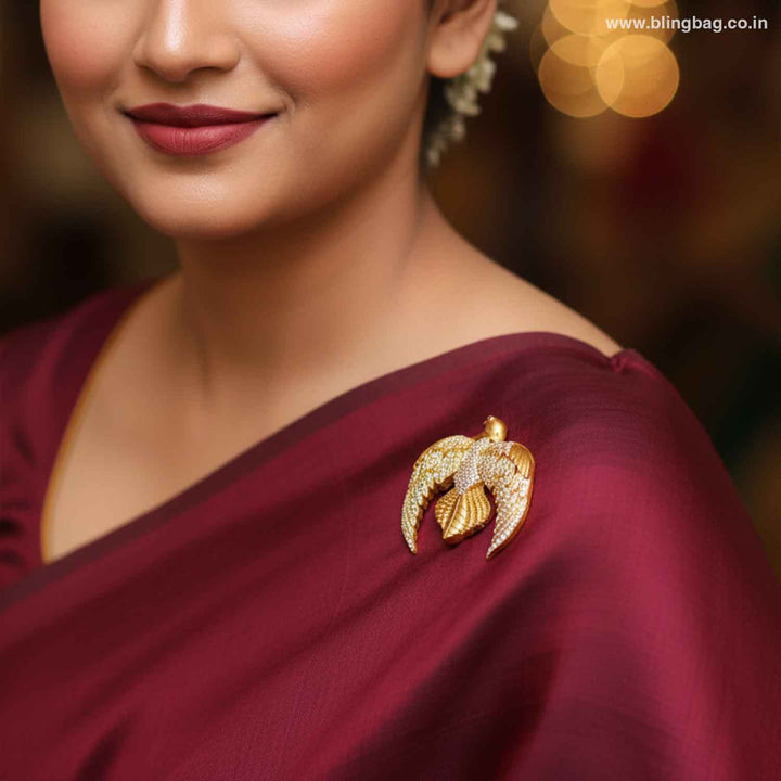 Golden Royal Eagle Crest Brooch