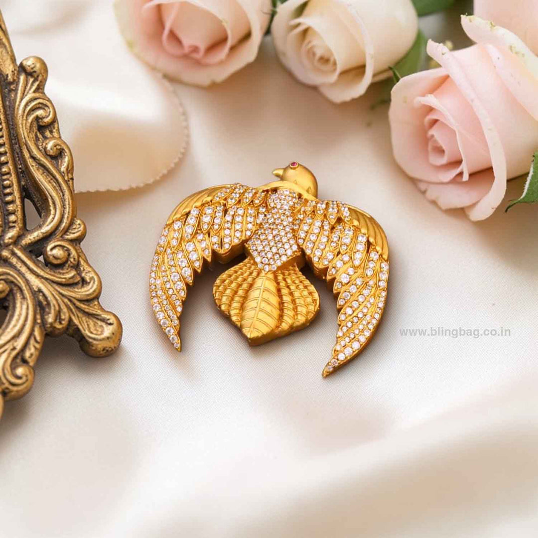 Golden Royal Eagle Crest Brooch