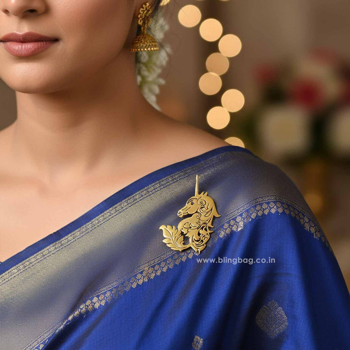 Golden Royal Unicorn Brooch