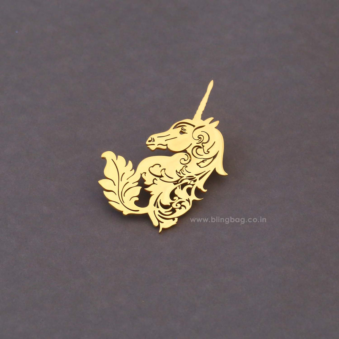 Golden Royal Unicorn Brooch