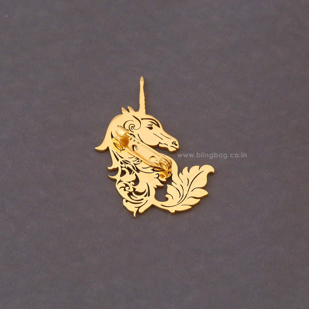 Golden Royal Unicorn Brooch