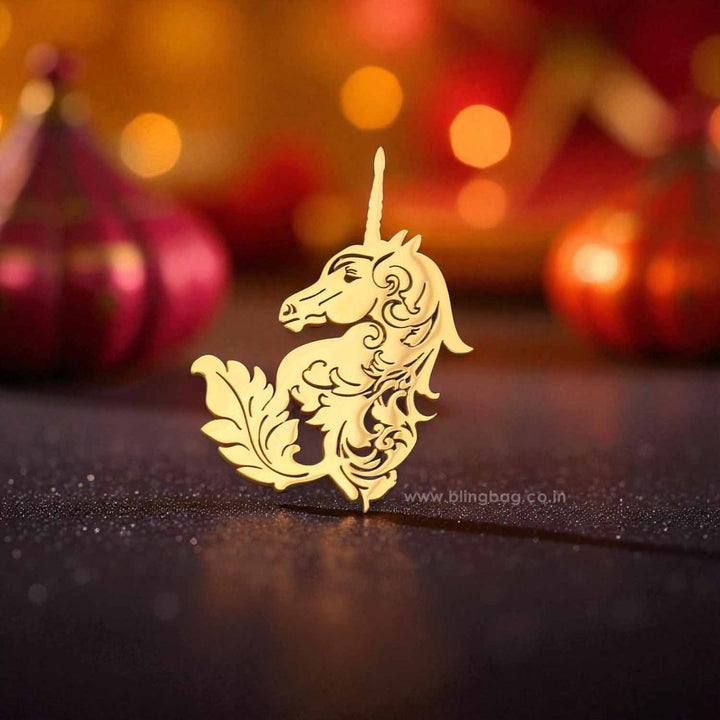 Golden Royal Unicorn Brooch
