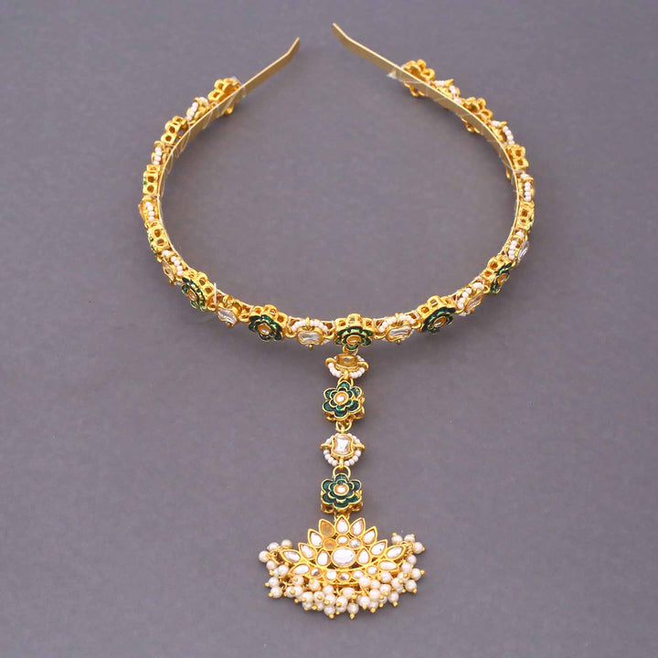 Golden Ruhi Hairband With Tikka
