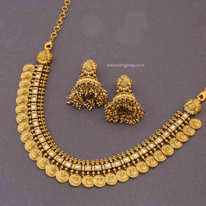 Golden Rukminiya Temple Jewellery Set - New Arrival