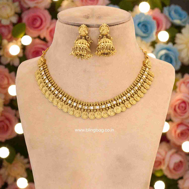 Golden Rukminiya Temple Jewellery Set - New Arrival