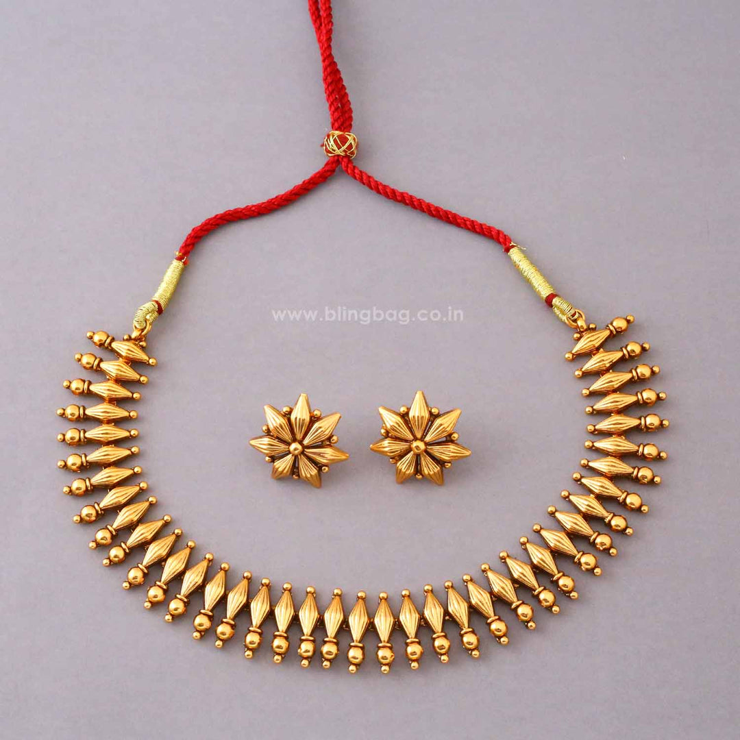 Golden Rupali Antique Jewellery Set- New Arrival