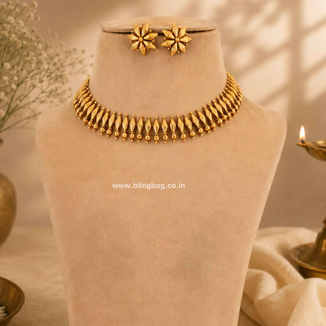 Golden Rupali Antique Jewellery Set- New Arrival