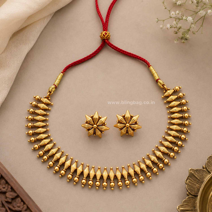 Golden Rupali Antique Jewellery Set- New Arrival