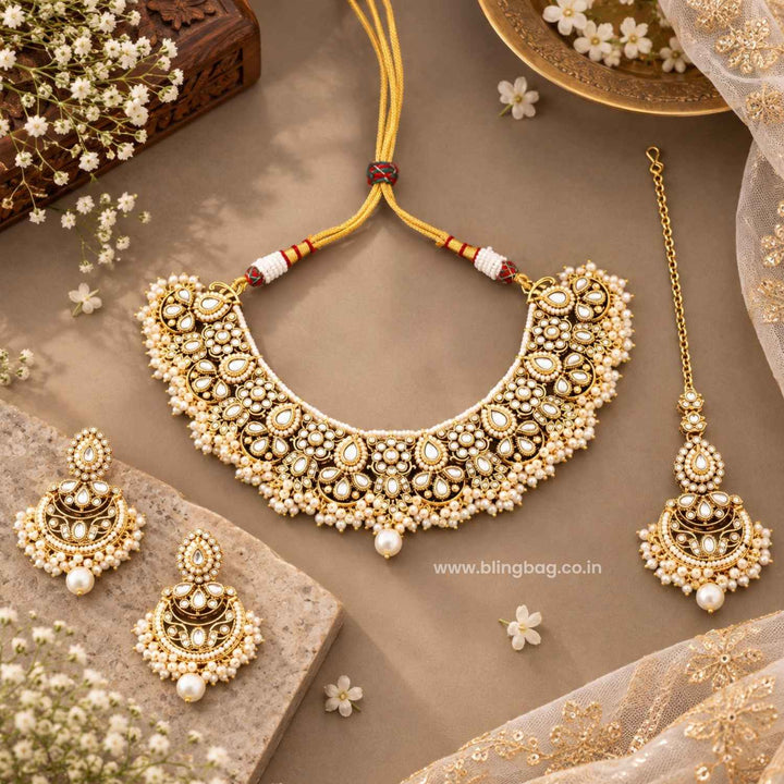 Ivory Ruvika Kundan Jewellery Set - New Arrival