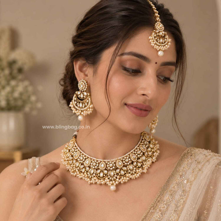 Ivory Ruvika Kundan Jewellery Set - New Arrival