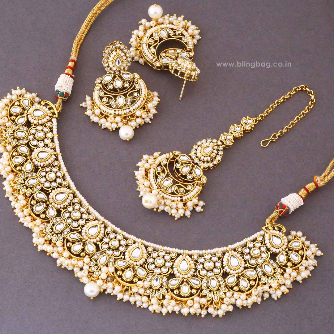 Ivory Ruvika Kundan Jewellery Set - New Arrival