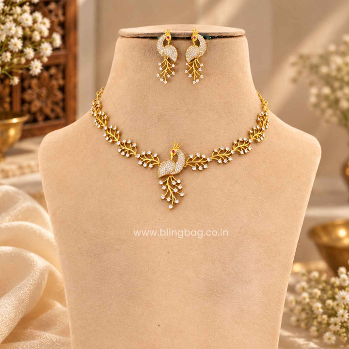 Golden Saffron Antique Jewellery Set- New Arrival