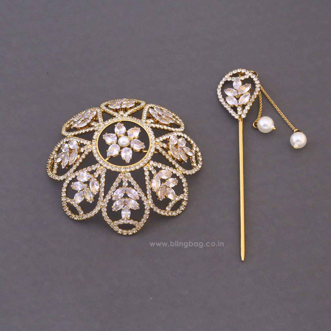 Golden Sahithi Zirconia Small Hair Bun Cage