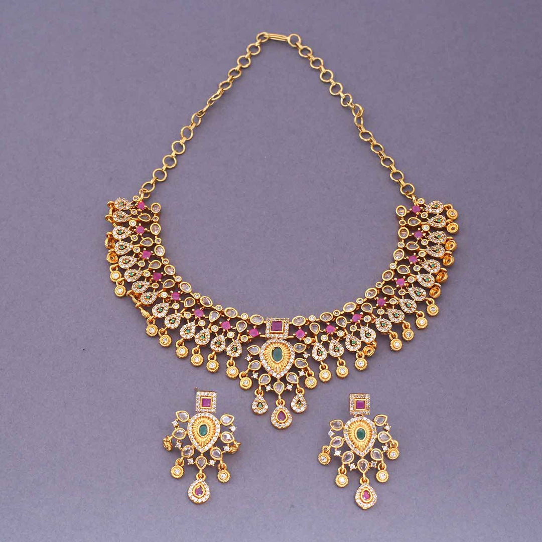 Golden Saisha Antique Jewellery Set - New Arrival